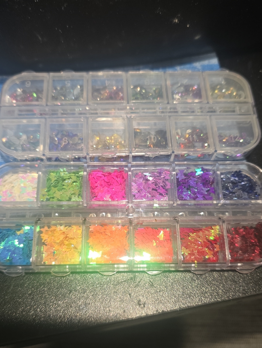 (2)Multicolor Nail Art Glitter Flakes Organizer - Assorted Colors